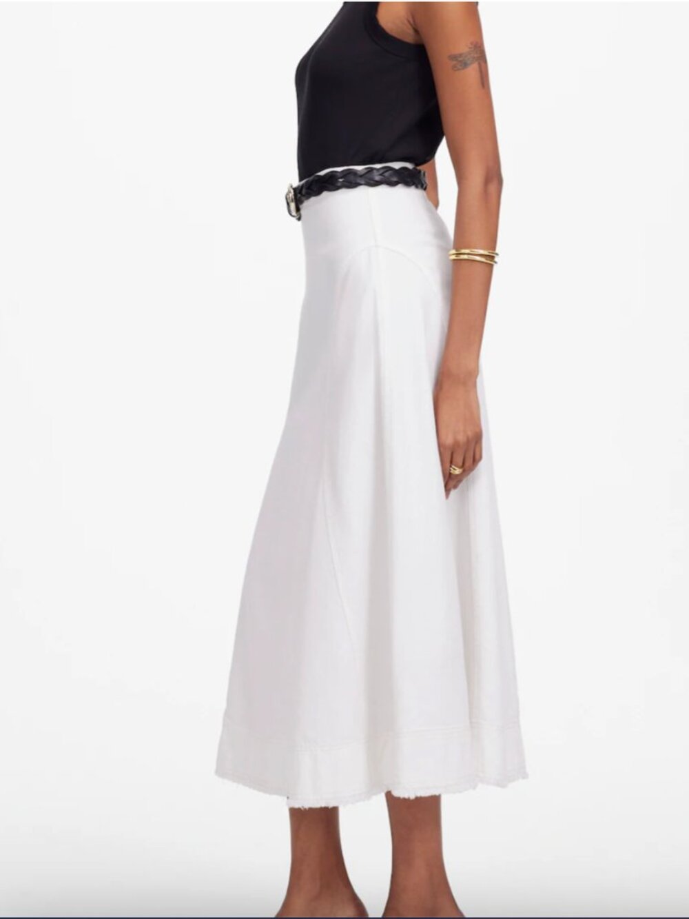 Madewell Fluted Midi skirt in tile white, size 24, worn once - Picture 2 of 5